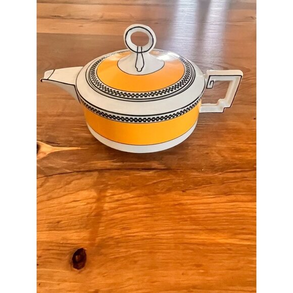 Elegant Art Deco-Inspired Henrich HC Selb Porcelain 12oz Teapot w/ Saucer Yellow - Picture 3 of 6